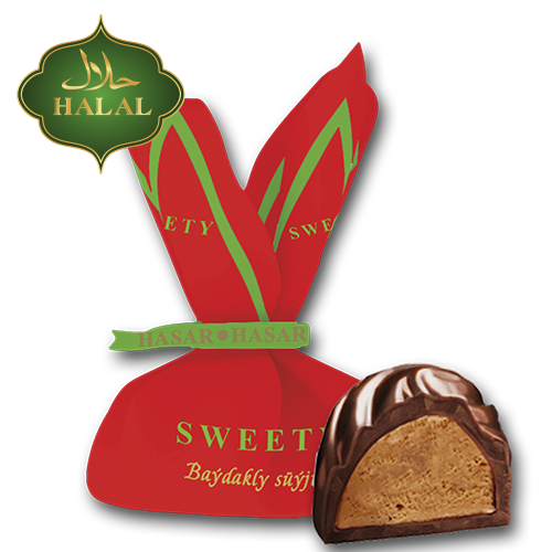 Chocolate sweets “Baidakly” with cream filling