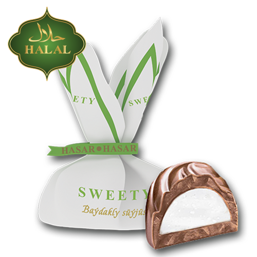 Chocolate sweets “Baidakly” with coconut filling